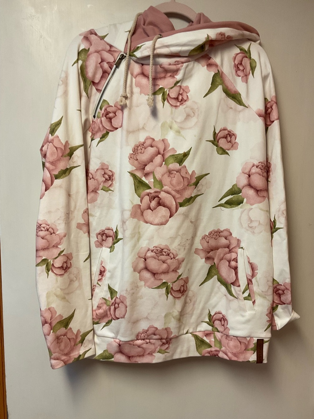 Floral Pink Rose Hoodie Sweatshirt